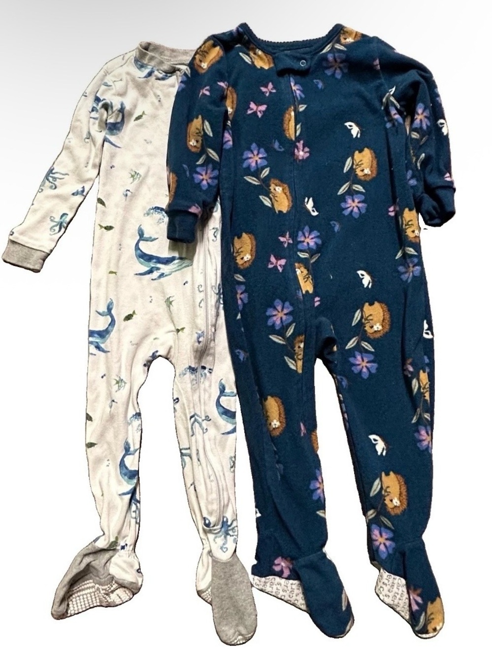Toddler Girl Footie Pajamas Burt’s Bees Baby Cotton Fleece Size 12-18 Months
